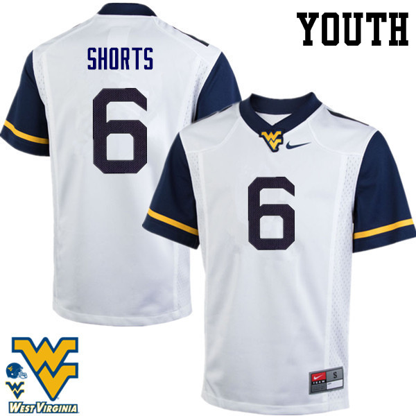 Youth #6 Daikiel Shorts West Virginia Mountaineers College Football Jerseys-White